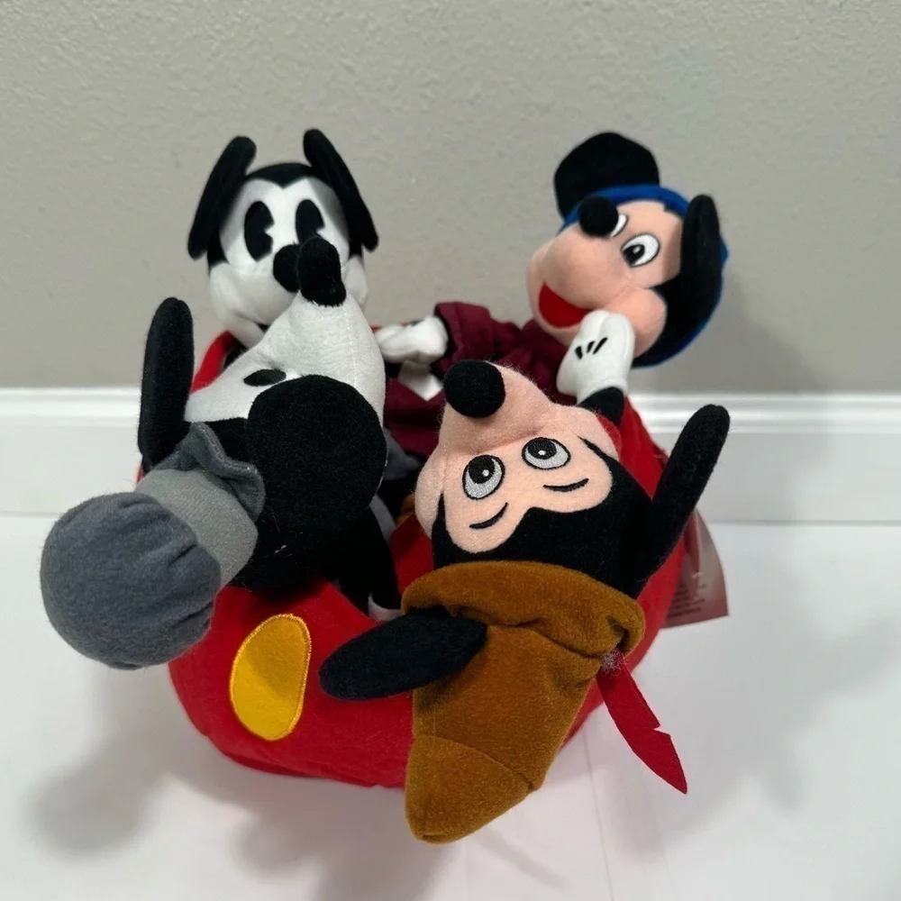 Disney Store Mickey Mouse Plush Bean Bag Set NWT 70th Anniversary